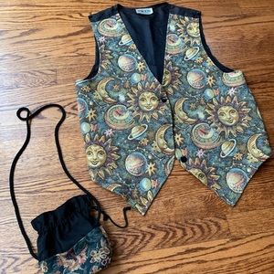 Vtg Vest by Facets by Mirrors and a bag